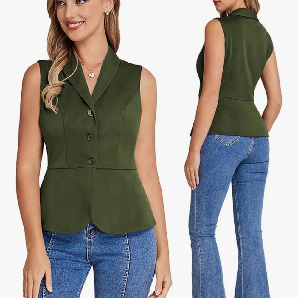 Bella Posa Olive Green Waistcoat